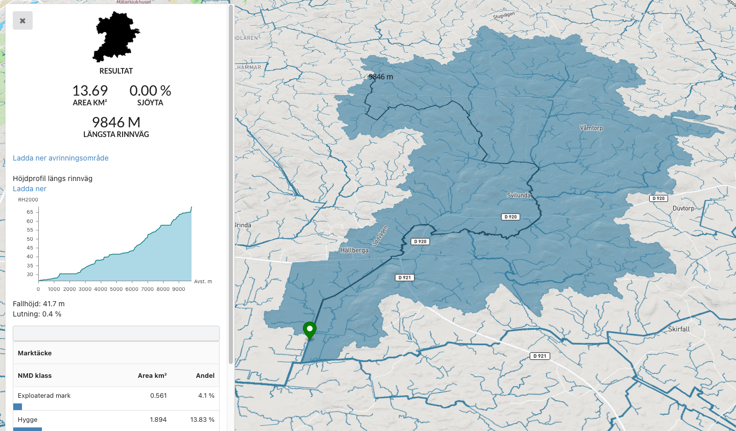 Screenshot from the application